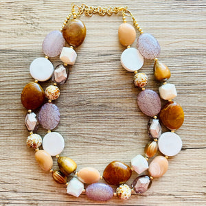 Cold Foam Mocha Coffee chunky necklace, brown beaded jewelry, resin beaded necklace, brown beaded necklace, cinnamon necklace tan champagne