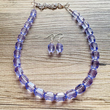 Load image into Gallery viewer, Lilac Single Strand Purple Big Beaded Statement Necklace, purple Jewelry, purple earrings, purple jewelry set, purple beaded necklace