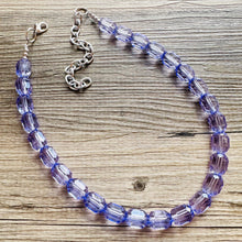 Load image into Gallery viewer, Lilac Single Strand Purple Big Beaded Statement Necklace, purple Jewelry, purple earrings, purple jewelry set, purple beaded necklace