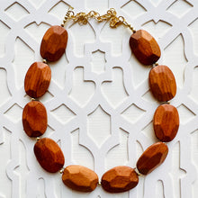 Load image into Gallery viewer, Single Strand Wood Beaded Necklace, brown Jewelry Chunky statement necklace, big beaded necklace jewelry, natural smooth wood