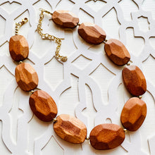 Load image into Gallery viewer, Single Strand Wood Beaded Necklace, brown Jewelry Chunky statement necklace, big beaded necklace jewelry, natural smooth wood