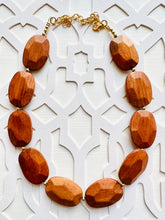 Load image into Gallery viewer, Single Strand Wood Beaded Necklace, brown Jewelry Chunky statement necklace, big beaded necklace jewelry, natural smooth wood