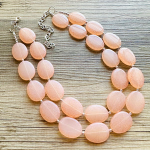 Tangerine Sky Statement Necklace, Big beaded jewelry, Double Strand Statement Necklace, Bib necklace orange bridesmaid wedding silver