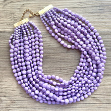 Load image into Gallery viewer, Vintage 11 Strand Lavender Beaded Necklace jewelry, beaded chunky statement necklace, light purple bridesmaid necklace, bridal jewelry