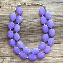 Load image into Gallery viewer, Purple Paradise chunky statement necklace, lavender big bead jewelry gifts for women, bib jewelry Multi-Strand necklace beaded