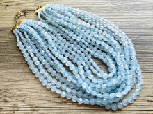 Load image into Gallery viewer, Vintage 11 Strand Light Blue Breeze Beaded Necklace jewelry, beaded chunky statement necklace, aqua bridesmaid necklace, bridal jewelry