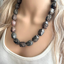 Load image into Gallery viewer, Natural Opal Beaded necklace, 1 strand Statement Necklace, Chunky Bib Single Jewelry stone jewelry, gemstone layering black stone bead