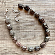 Load image into Gallery viewer, Natural Opal Beaded necklace, 1 strand Statement Necklace, Chunky Bib Single Jewelry stone jewelry, gemstone layering black stone bead