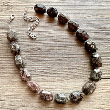 Load image into Gallery viewer, Natural Opal Beaded necklace, 1 strand Statement Necklace, Chunky Bib Single Jewelry stone jewelry, gemstone layering black stone bead