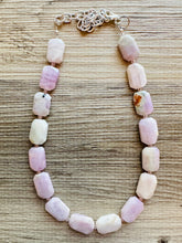 Load image into Gallery viewer, GemStone Chunky Statement Necklace, purple agate gemstone necklace, long gem jewelry beaded necklace, lavender jewelry pendant long