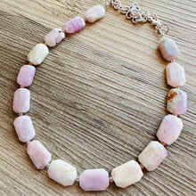 Load image into Gallery viewer, GemStone Chunky Statement Necklace, purple agate gemstone necklace, long gem jewelry beaded necklace, lavender jewelry pendant long