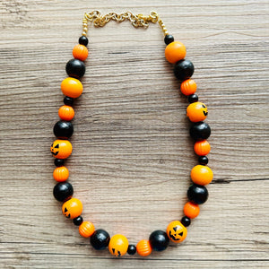 Pumpkin Orange Fall Statement Necklace, Single Strand Necklace, fall colors, orange necklace, Halloween necklace, halloween jewelry