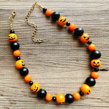 Load image into Gallery viewer, Pumpkin Orange Fall Statement Necklace, Single Strand Necklace, fall colors, orange necklace, Halloween necklace, halloween jewelry