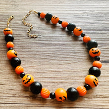 Load image into Gallery viewer, Pumpkin Orange Fall Statement Necklace, Single Strand Necklace, fall colors, orange necklace, Halloween necklace, halloween jewelry