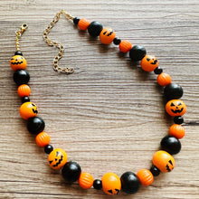 Load image into Gallery viewer, Pumpkin Orange Fall Statement Necklace, Single Strand Necklace, fall colors, orange necklace, Halloween necklace, halloween jewelry