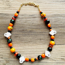 Load image into Gallery viewer, Pumpkin Orange Fall Statement Necklace, Single Strand Necklace, fall colors, orange necklace, Halloween necklace, halloween jewelry