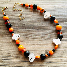 Load image into Gallery viewer, Pumpkin Orange Fall Statement Necklace, Single Strand Necklace, fall colors, orange necklace, Halloween necklace, halloween jewelry