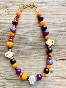 Pumpkin Orange Fall Statement Necklace, Single Strand Necklace, fall colors, orange necklace, Halloween necklace, halloween jewelry