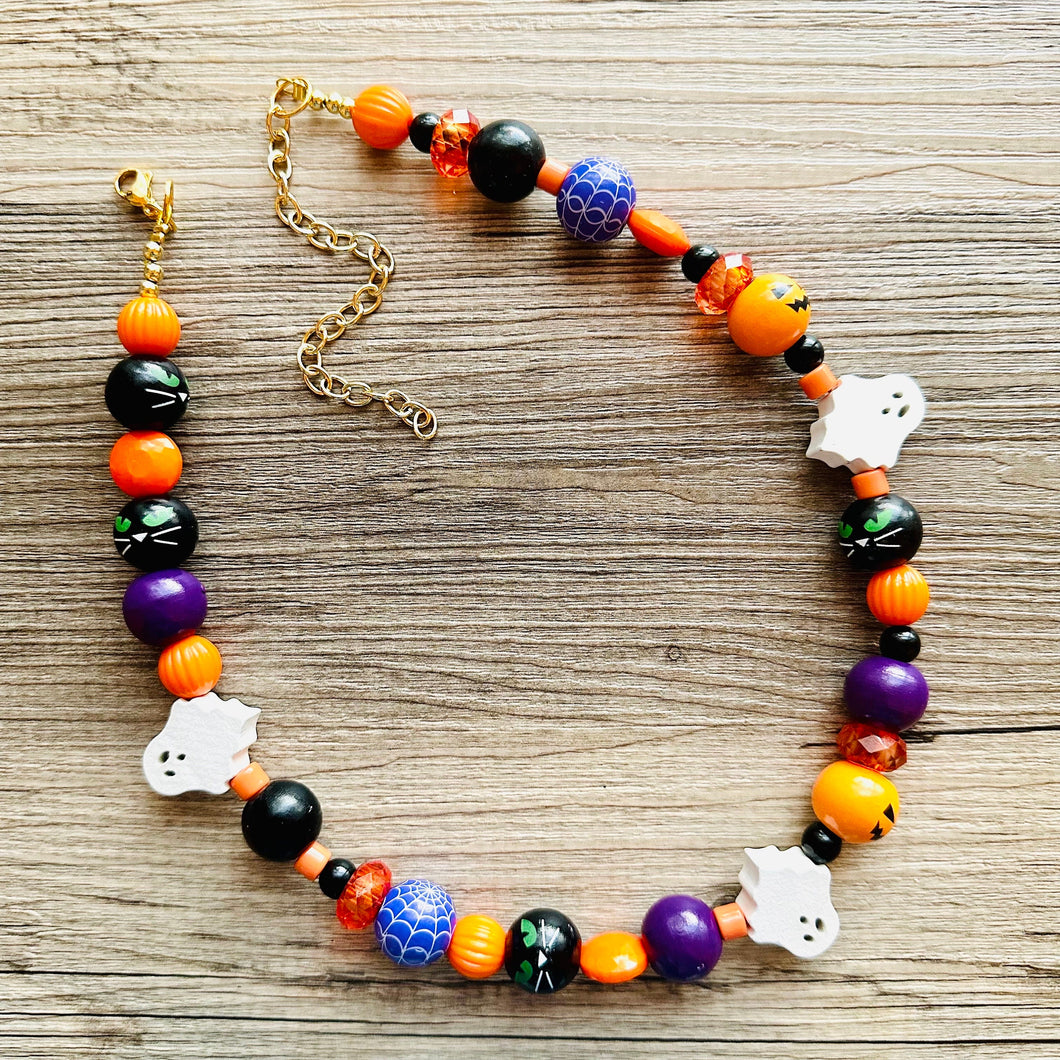 Pumpkin Orange Fall Statement Necklace, Single Strand Necklace, fall colors, orange necklace, Halloween necklace, halloween jewelry