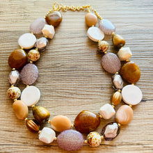Load image into Gallery viewer, Cold Foam Mocha Coffee chunky necklace, brown beaded jewelry, resin beaded necklace, brown beaded necklace, cinnamon necklace tan champagne