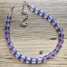 Load image into Gallery viewer, Lilac Single Strand Purple Big Beaded Statement Necklace, purple Jewelry, purple earrings, purple jewelry set, purple beaded necklace