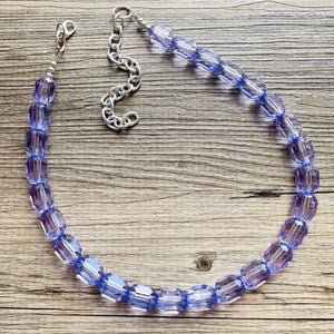 Lilac Single Strand Purple Big Beaded Statement Necklace, purple Jewelry, purple earrings, purple jewelry set, purple beaded necklace