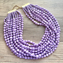 Load image into Gallery viewer, Vintage 11 Strand Lavender Beaded Necklace jewelry, beaded chunky statement necklace, light purple bridesmaid necklace, bridal jewelry