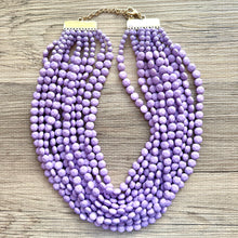 Load image into Gallery viewer, Vintage 11 Strand Lavender Beaded Necklace jewelry, beaded chunky statement necklace, light purple bridesmaid necklace, bridal jewelry