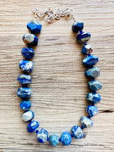 Load image into Gallery viewer, Natural Lapis Lazuli Beaded 1 strand Statement Necklace, Chunky Bib Single Jewelry stone jewelry, gemstone layering dark blue navy