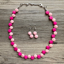 Load image into Gallery viewer, Hot Pink &amp; Blush Single Statement Necklace, Chunky Jewelry Big Beaded Necklace, dark pink Necklace, magenta Jewelry bubble