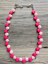 Load image into Gallery viewer, Hot Pink &amp; Blush Single Statement Necklace, Chunky Jewelry Big Beaded Necklace, dark pink Necklace, magenta Jewelry bubble