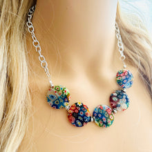 Load image into Gallery viewer, Rainbow Glass Multi Color Chunky Statement choker Necklace rainbow single strand, multi color jewelry, rainbow jewelry single strand jewelry