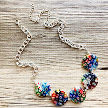 Load image into Gallery viewer, Rainbow Glass Multi Color Chunky Statement choker Necklace rainbow single strand, multi color jewelry, rainbow jewelry single strand jewelry