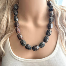 Load image into Gallery viewer, Natural Opal Beaded necklace, 1 strand Statement Necklace, Chunky Bib Single Jewelry stone jewelry, gemstone layering black stone bead