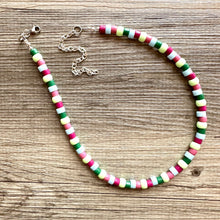 Load image into Gallery viewer, Fruit Stripe Gum Layering Rainbow Ombré Beaded 1 Strand Necklace, Colorful Jewelry, statement jelly bean necklace confetti