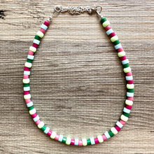 Load image into Gallery viewer, Fruit Stripe Gum Layering Rainbow Ombré Beaded 1 Strand Necklace, Colorful Jewelry, statement jelly bean necklace confetti