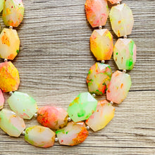 Load image into Gallery viewer, Glow Stick Glass Pinks Multi Color Chunky Statement choker Necklace single strand, multi color jewelry, rainbow single strand jewelry