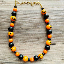 Load image into Gallery viewer, Pumpkin Orange Fall Statement Necklace, Single Strand Necklace, fall colors, orange necklace, Halloween necklace, halloween jewelry