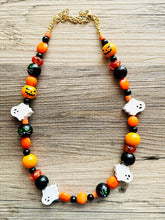 Load image into Gallery viewer, Pumpkin Orange Fall Statement Necklace, Single Strand Necklace, fall colors, orange necklace, Halloween necklace, halloween jewelry