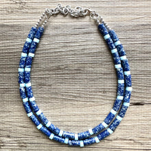 Load image into Gallery viewer, Natural Lapis Lazuli Beaded 1 strand Statement Necklace, Chunky Bib Single Jewelry stone jewelry, gemstone layering dark blue navy