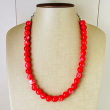 Load image into Gallery viewer, Bright Red Single Strand Big Beaded Statement Necklace, red beaded necklace, red bridesmaid necklace jewelry, red drop earrings