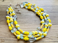 Load image into Gallery viewer, Yellow Double Statement Necklace, Chunky Jewelry Big Beaded Necklace, sunshine yellow Necklace, earrings Jewelry bubble
