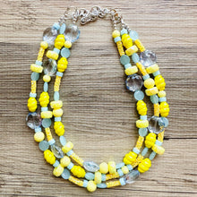 Load image into Gallery viewer, Yellow Double Statement Necklace, Chunky Jewelry Big Beaded Necklace, sunshine yellow Necklace, earrings Jewelry bubble