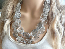 Load image into Gallery viewer, Silver Cross Country Zig Zag necklace, stunning elegant silver gray statement bib necklace, silver chain