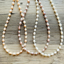 Load image into Gallery viewer, Freshwater Pearl &amp; Crystal Jewelry necklace, bridesmaid jewelry, coral wedding, lavender cream peach necklace gold single strand