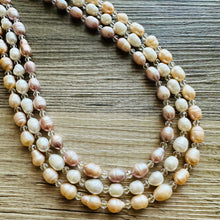 Load image into Gallery viewer, Freshwater Pearl &amp; Crystal Jewelry necklace, bridesmaid jewelry, coral wedding, lavender cream peach necklace gold single strand