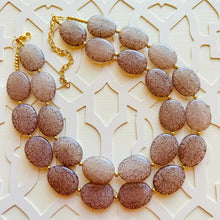 Load image into Gallery viewer, Fall Crackle Coffee chunky necklace, brown beaded jewelry, resin beaded Mocha necklace, brown beaded necklace, cinnamon necklace