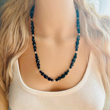 Load image into Gallery viewer, Black &amp; silver Jewel Statement Necklace, Chunky 1 Strand Jewelry, silver necklace, gunmetal bib beaded necklace thick collar bead layering