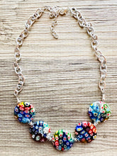 Load image into Gallery viewer, Rainbow Glass Multi Color Chunky Statement choker Necklace rainbow single strand, multi color jewelry, rainbow jewelry single strand jewelry