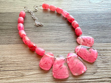 Load image into Gallery viewer, Bubblegum Pink Statement Necklace, Chunky Jewelry Big Beaded jewelry, Single Strand Necklace, hot pink jewelry, hot pink necklace jewelry